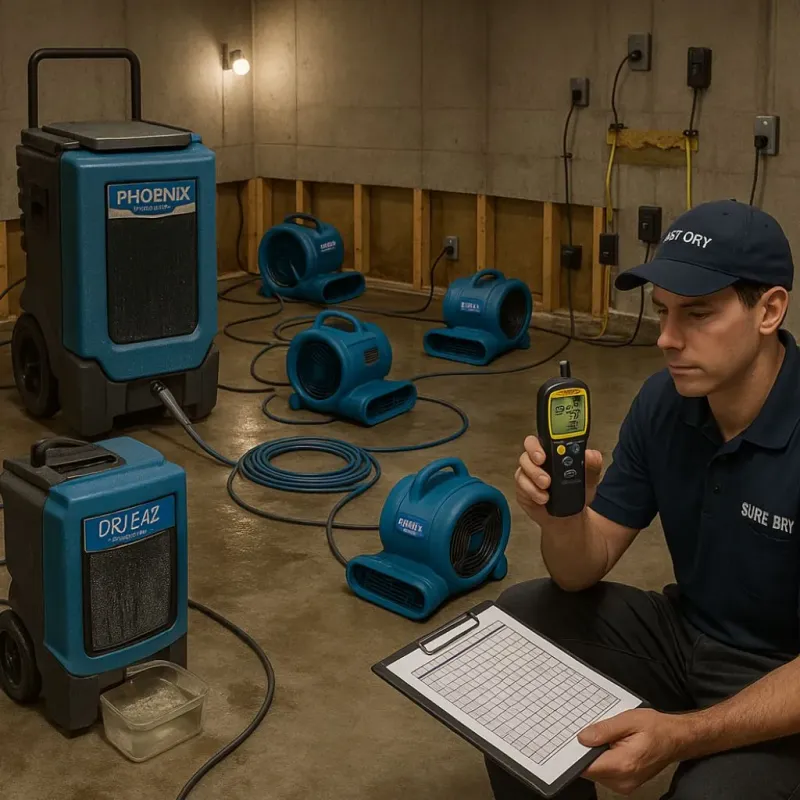 Structural Drying and Dehumidification process in Marcus, IA